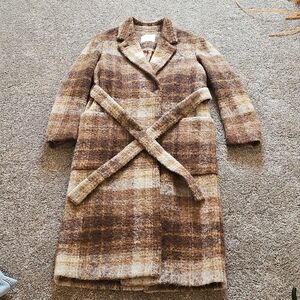 Wilfred Brown Plaid Trench Coat